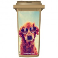 Vintage Style Golden Retriever Wheelie Bin Sticker Panel